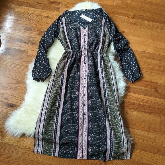 CUPCAKES AND CASHMERE nollie black dress black pink printed small NWT - Picture 6 of 11